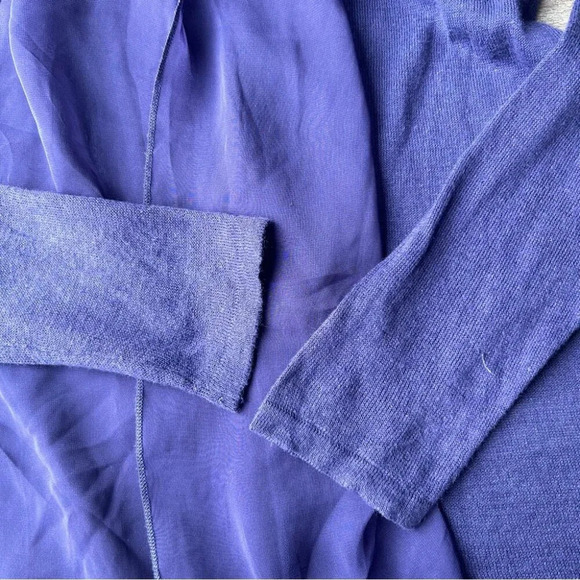 Chico’s Purple Chiffon Collar Open Front Cardigan - Picture 5 of 12